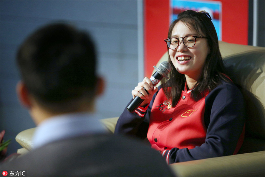 Swimmer Fu's facial expressions light up her college