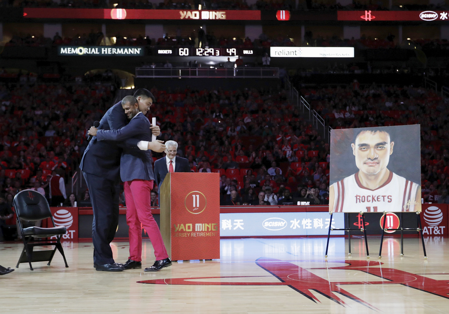 Houston Rockets retire Yao Ming's No. 11 jersey