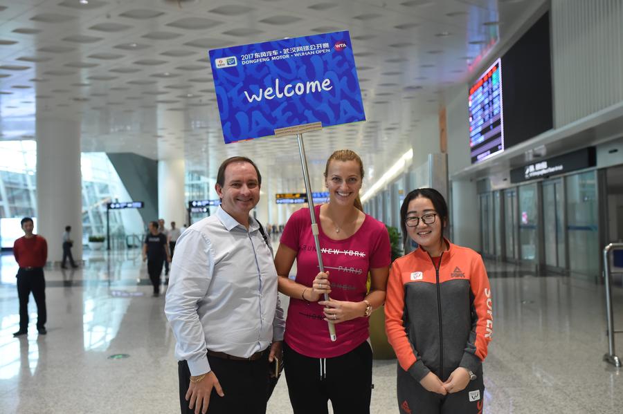 Players arrive in Wuhan to attend tennis tournament