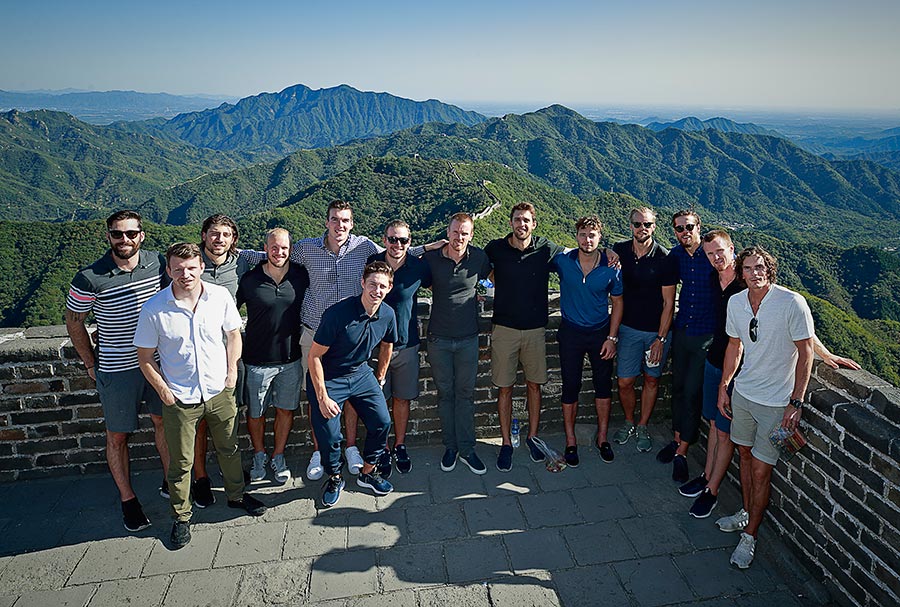 NHL players visit Great Wall before rematch