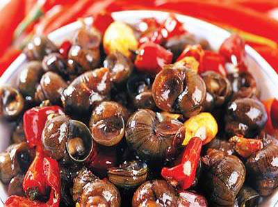 Fried river snails