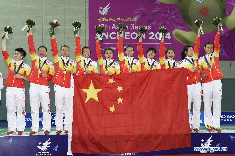 China claims title of Women's team match of Badminton event