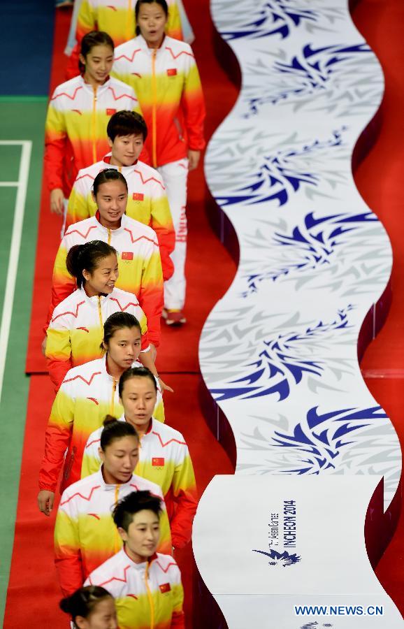 China claims title of Women's team match of Badminton event