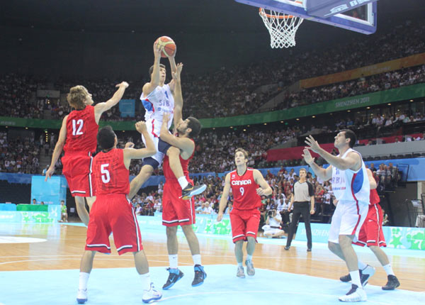 Serbia beats Canada to defend basketball title