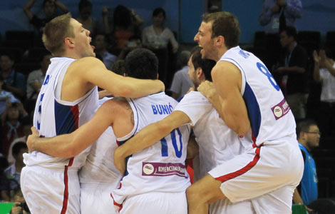 Serbia beats Canada to defend basketball title