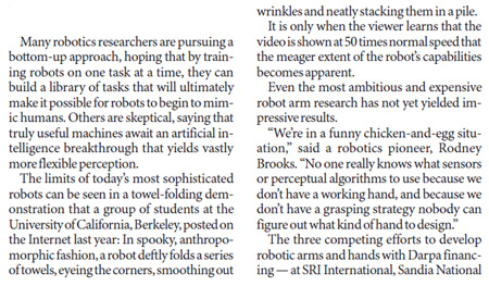 Tasks easy for people, hard for robots