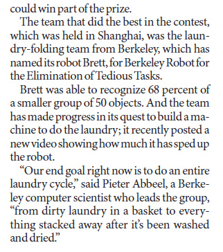 Tasks easy for people, hard for robots
