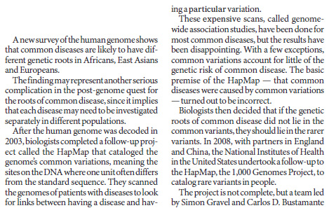 Roots of disease vary across the continents
