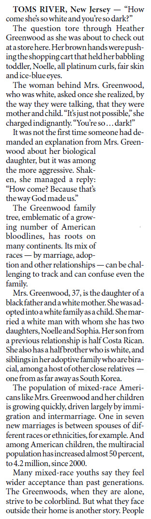 Mixed-race family tested by strangers