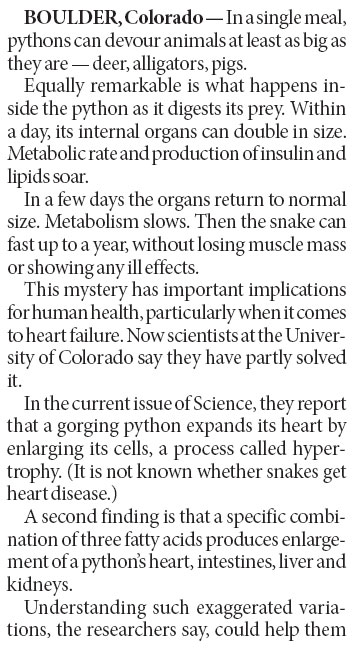Drug ideas in a snake's gorging
