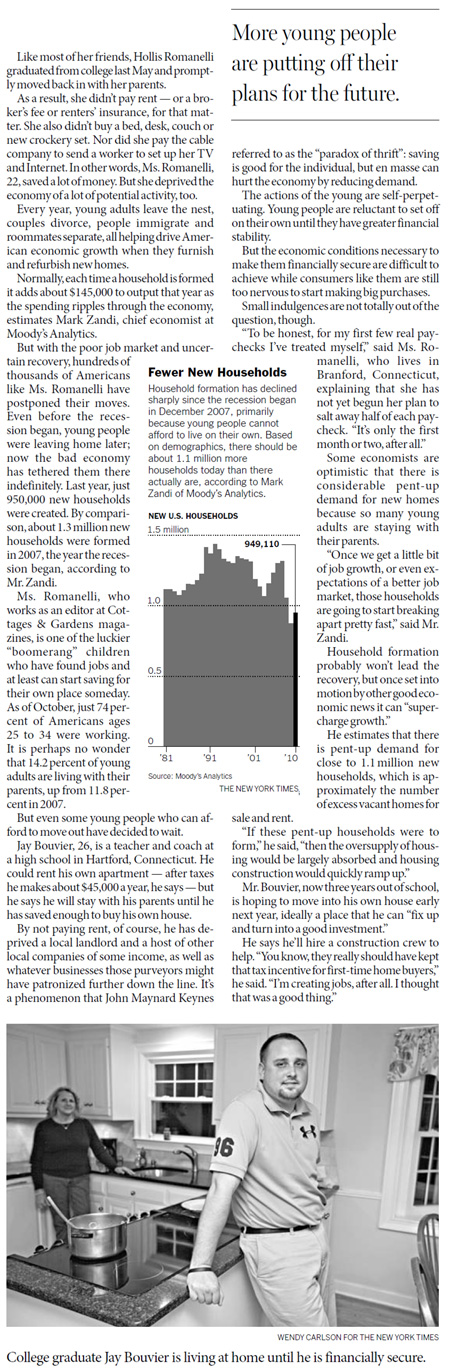 Graduates at home hurt U.S. economy