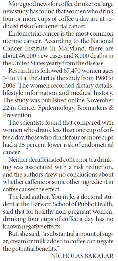 Coffee may cut cancer risk