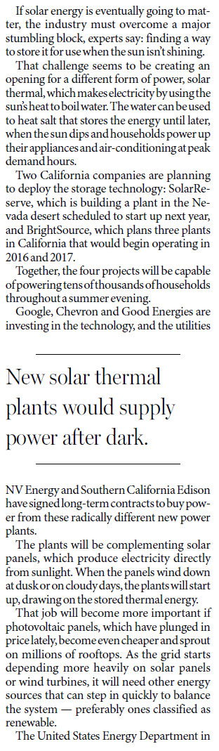 Storing the power of the sun for later use