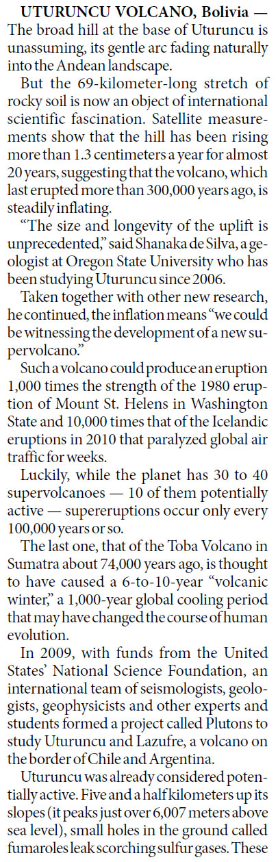 Specter of a supervolcano on a Bolivian mountain