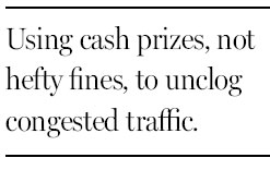 Incentives for drivers who avoid the busiest streets