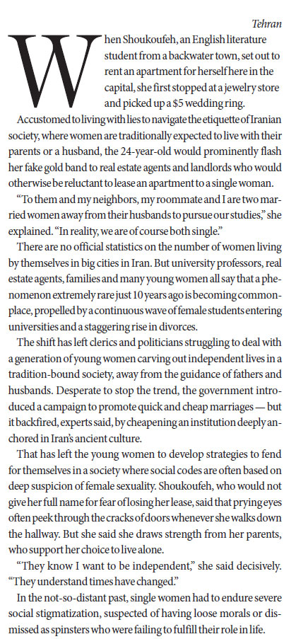 Female and single, in Iran