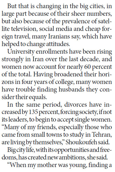 Female and single, in Iran