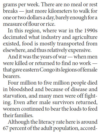 In Congo, burdened by loads and life