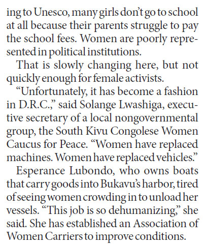 In Congo, burdened by loads and life