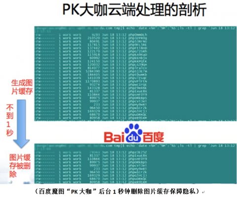百度魔图负责人演示“pk大咖”后台处理流程 1秒钟删除用户上传信息