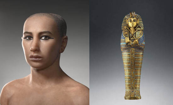 2005年,埃及同美法两国考古学家通过电脑扫描还原图坦卡蒙法老头像