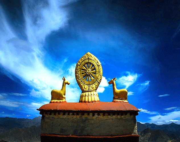 Jokhang Temple under blue sky