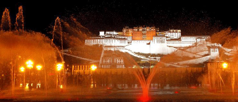 Music fountain and night scenes at the Potala Palace