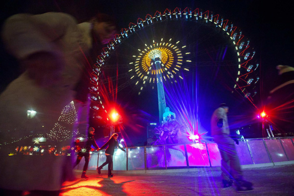 Skate under Christmas lights