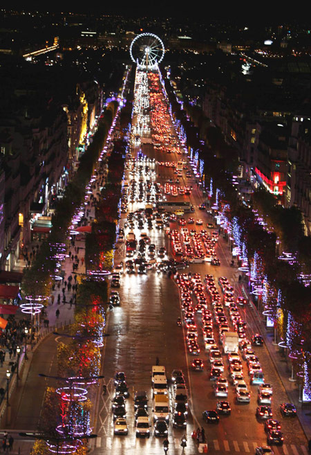 Christmas lights sparkle in Paris