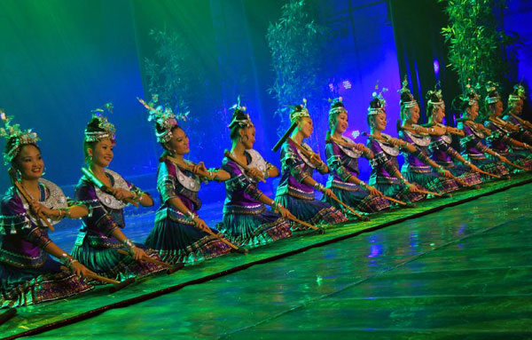 Actors of Miao ethnic group perform dance