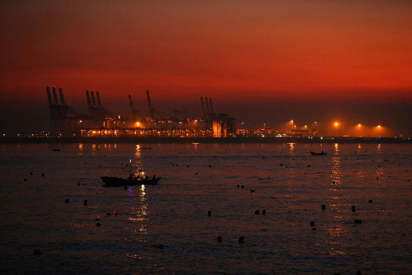 Sunset view at Tamsui District of Xinbei City, China's Taiwan