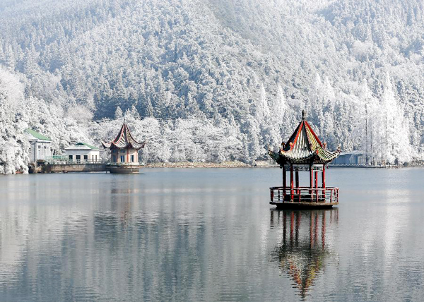 Gorgeous rime scenery in Lushan mountain