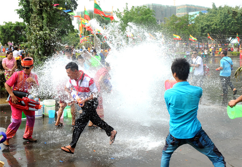 Giant water fight in the name of Buddha
