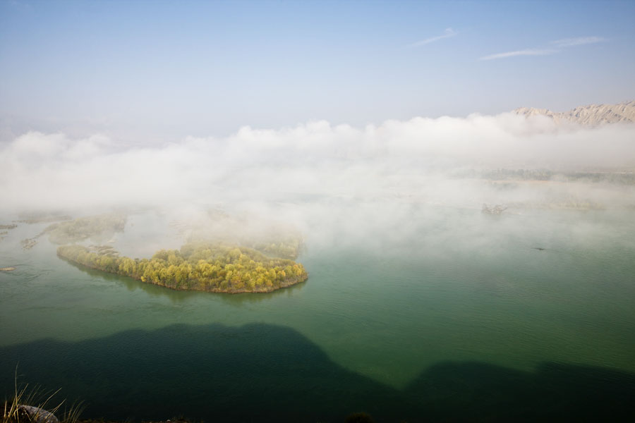Magnificent Yellow River shrouded in fog