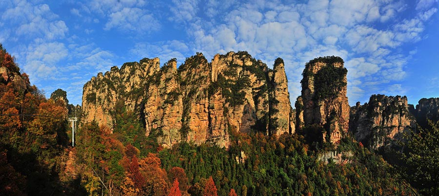 Magnificent peak walls in Yangjiajie