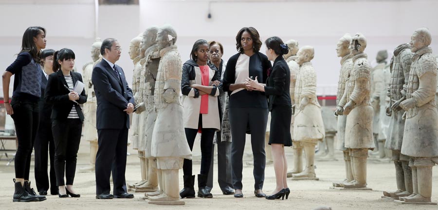 Michelle Obama sees Terracotta Warriors in Xi'an