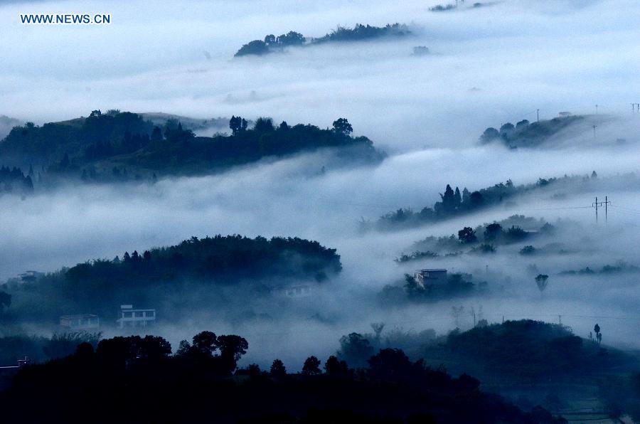Morning fog over Hejiang county