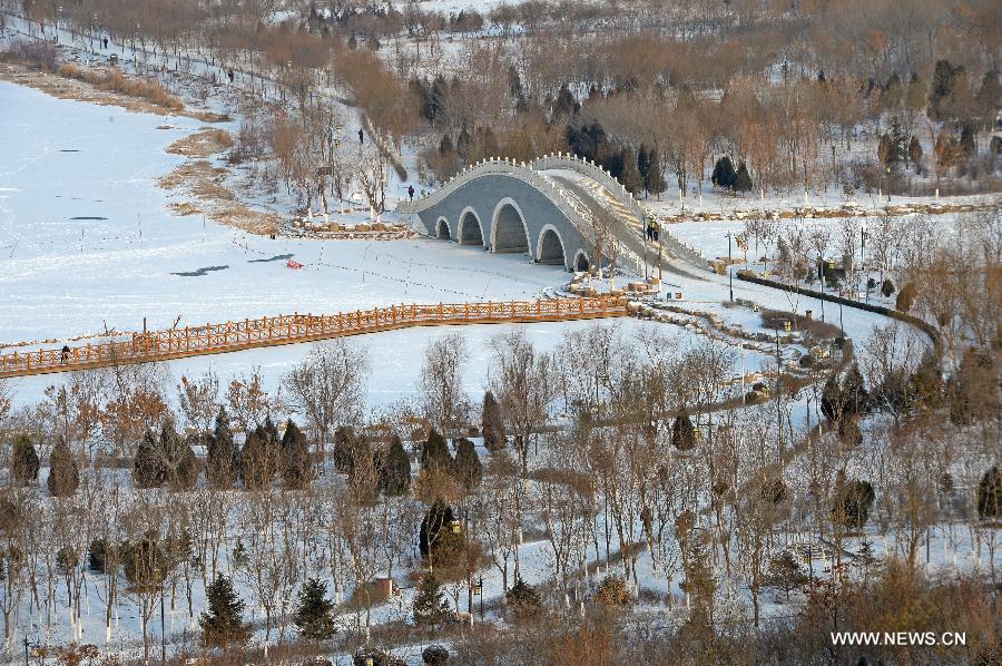 Snow scenery at Forest Park in China's Yinchuan