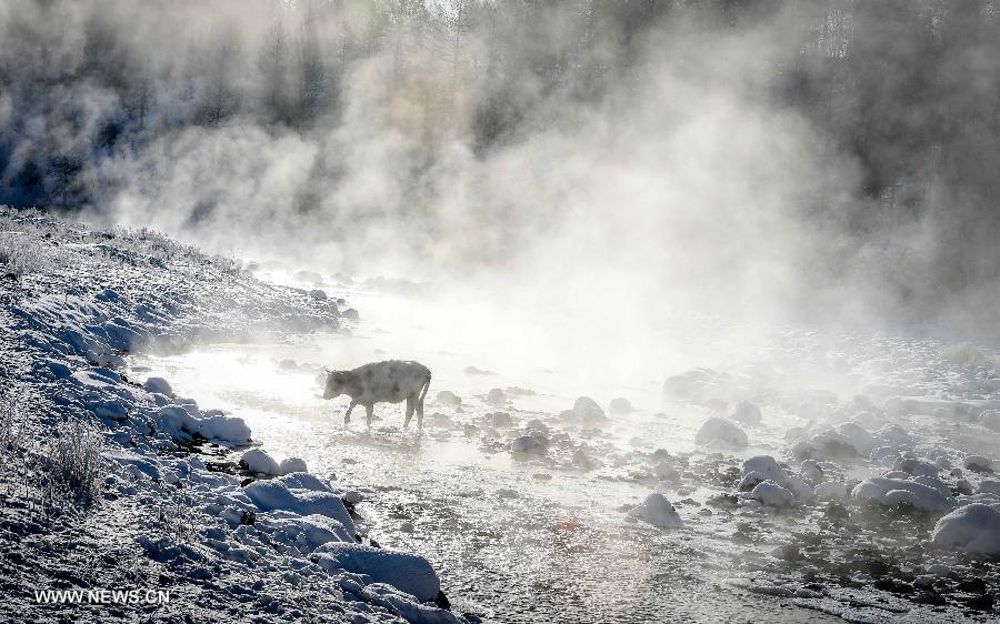 Marvelous scenery of Halha River in morning mist