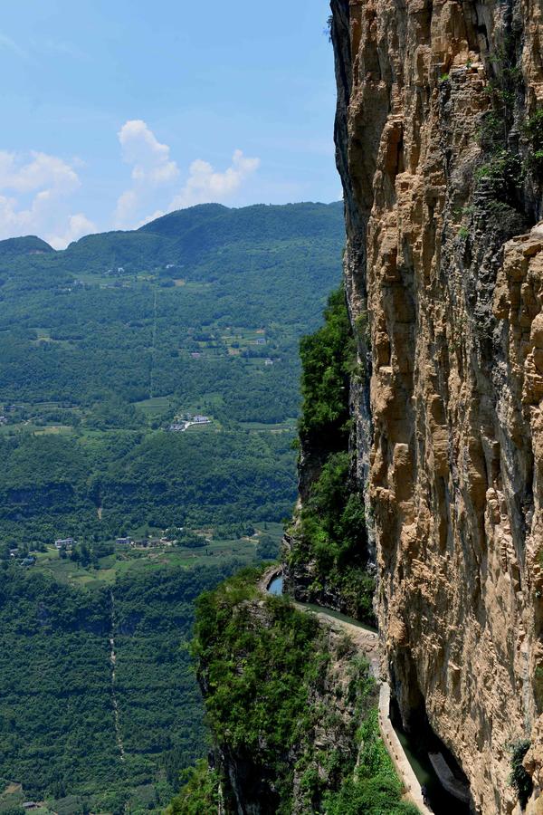 Mountainside 'sky canal' on the cliff
