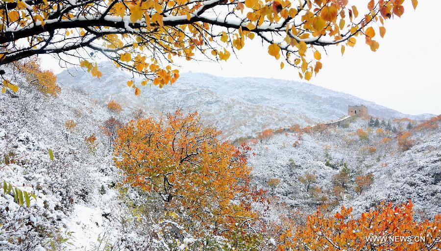 In pics: snow scenery of Great Wall in Beijing