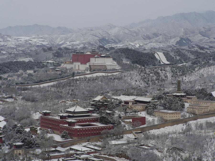 Aerial view of snow scenery at Summer Resort in Hebei