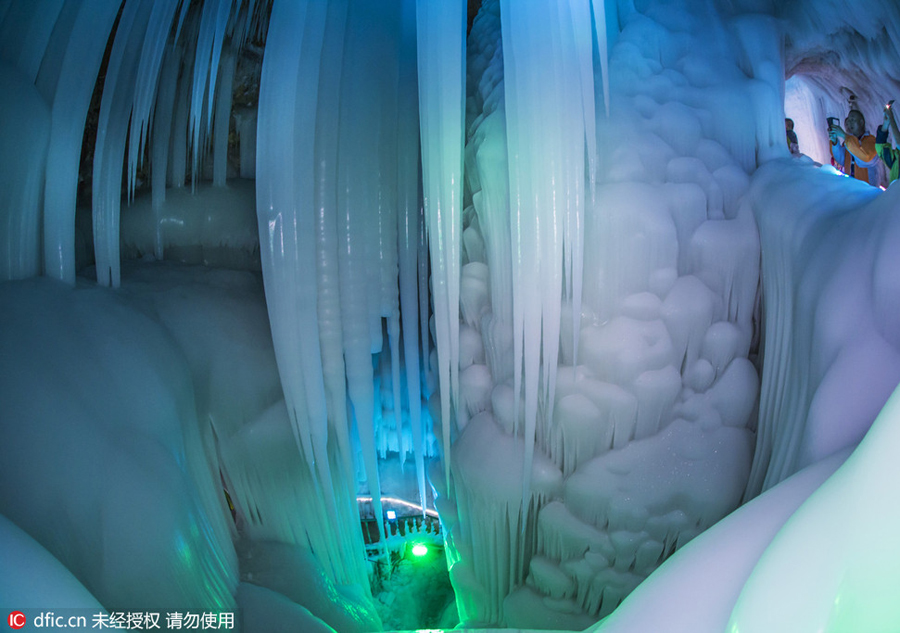 An icicle world inside China's deepest ice cave