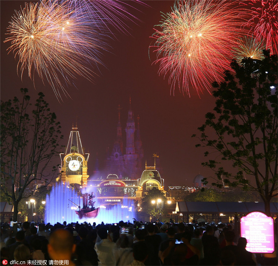 Stunning firework display at Shanghai Disneyland