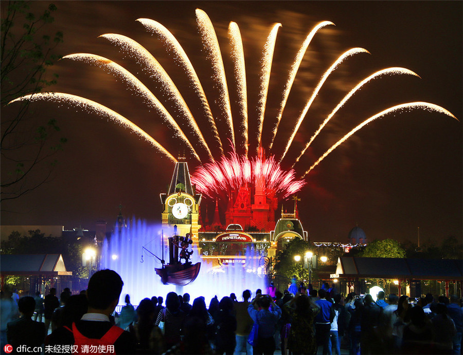 Stunning firework display at Shanghai Disneyland