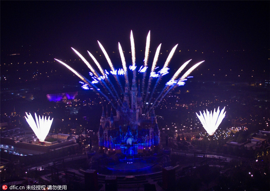 Stunning firework display at Shanghai Disneyland