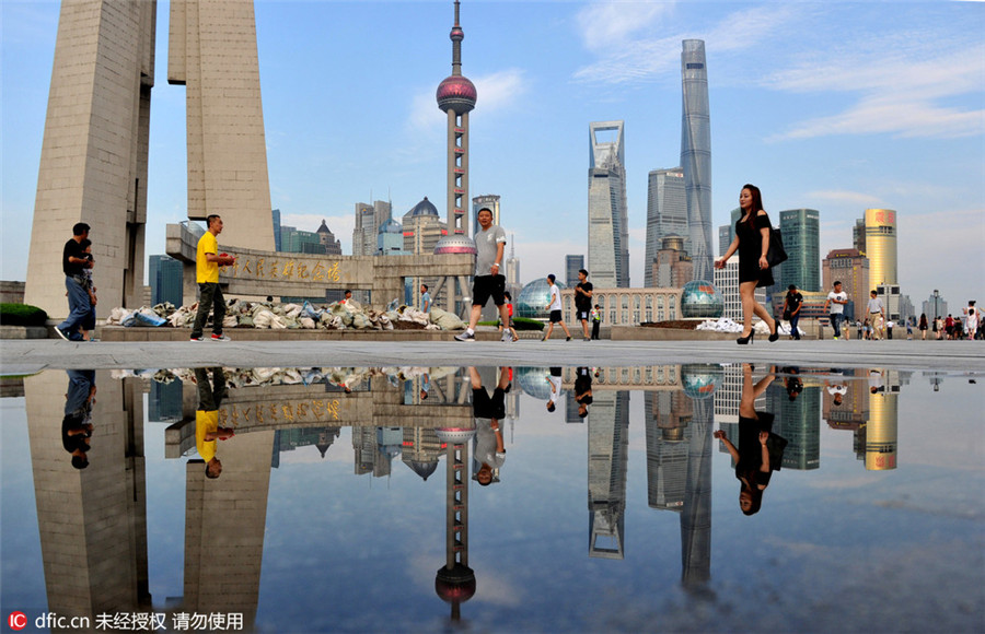 Shanghai's Bund area after rain