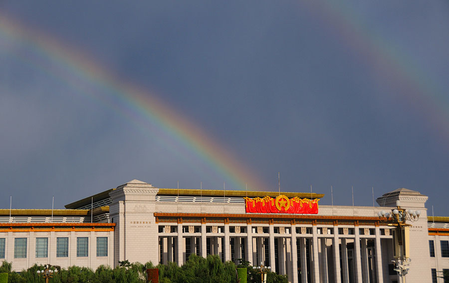 Double rainbow brightens sky over Beijing