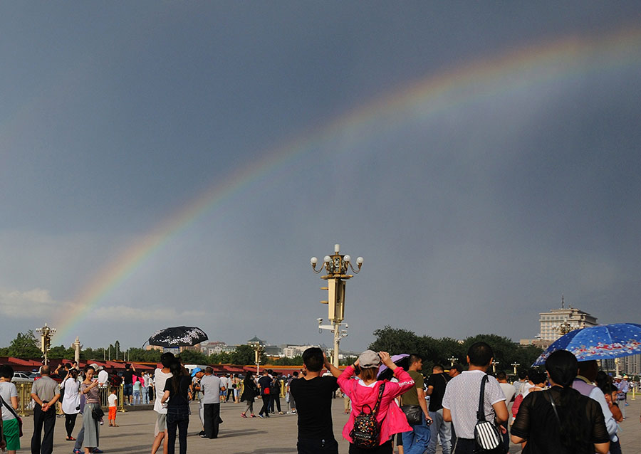 Double rainbow brightens sky over Beijing