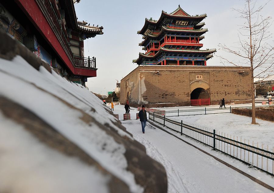 Snow scenery in Xuanhua ancient city, Hebei province